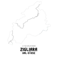  ZIGLIARA Val-d'Oise. Minimalistic street map with black and white lines.