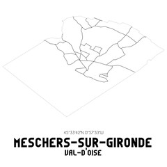  MESCHERS-SUR-GIRONDE Val-d'Oise. Minimalistic street map with black and white lines.