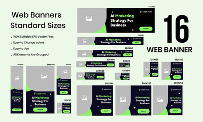 Marketing strategy web set banner for social media posts, multipurpose banner design templates