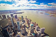 New York City downtown and waterfront aerial view