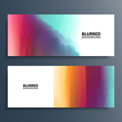 Poster - Bright color backgrounds. Set of abstract blurred multicolored horizontal banners with blurred color gradients. Vector illustration.