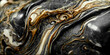 Leinwandbild Motiv Spectacular macro image of black and golden liquid ink churning together, with a realistic texture and great quality for abstract concept. Digital art 3D illustration.