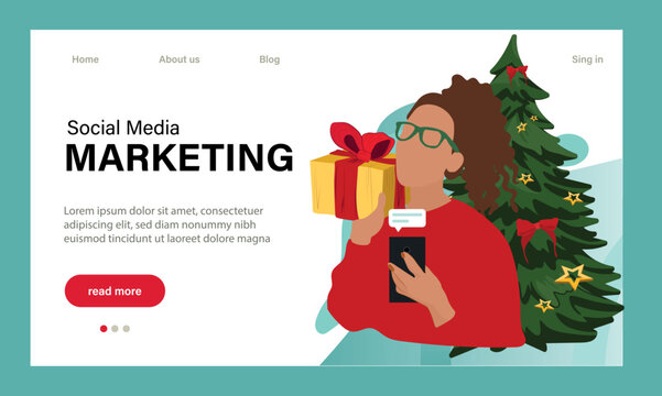Winter End of Season Sale Background Design. Landing page template of Social media marketing. Modern flat design concept of web page design for website and mobile website. Easy to edit and customize