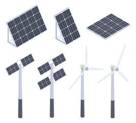 isometric blue solar panels. alternative eco green energy, renewable energy sources, solar battery p