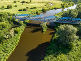 Fototapeta  - Bridge over the Pilica river, near the village of Przylot, Mazowsze, central Poland