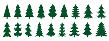 Collection Of A Christmas Trees Shapes. Illustration On Transparent Background