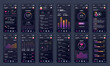© DESIGNER_WR - Set of UI, UX, GUI screens Fitness app flat design template for mobile apps, responsive website wireframes. Web design UI kit. Fitness Dashboard.