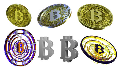 Aufkleber - bitcoin icons set. bitcoin logos isolated on white. collection of cryptocurrency coins. set of bitco