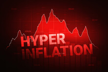 Hyper Inflation Red Alarming Background With Graph And Bars. Modern Business And Market Loss Concept Design