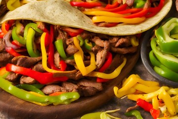 Sticker - a photo of fajitas, a food item from tex-mex cuisine