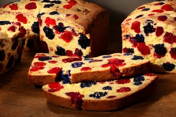 Canvas Print - fruit cake, a healthy baked meal or snack, contains dried fruit