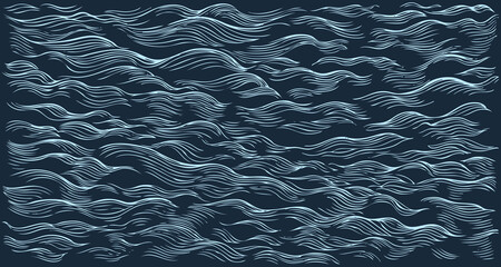 Sea waves. Editable hand drawn illustration. Vector vintage engraving. 8 EPS