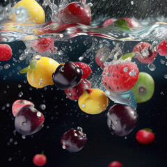 Poster - fruit falling into the water