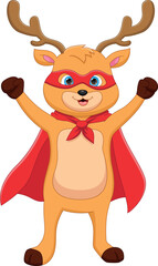 Wall Mural - cartoon cute deer in superhero costume