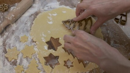 Wall Mural - Top view of ingredients for cooking Christmas gingerbread cookies. Preparation of gingerbread festive cookies
