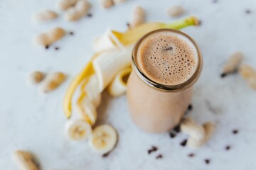 Poster - Banana milkshake with butter and peanuts