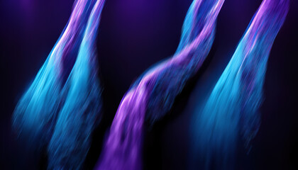 Wall Mural - Neon glow. Light motion. Fluorescent glare. Blur purple blue color radiance flare on dark black collage futuristic abstract background.