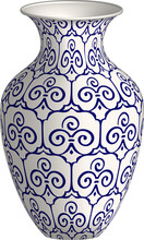 Navy Blue China Porcelain Vase Trefoil Curve Spiral Cross Frame