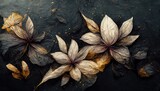 Fototapeta Łazienka - Beautiful dark abstract exotic flowers. Luxurious dark ink flowers and patterns.