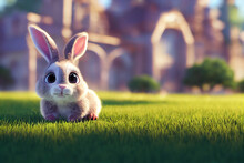 Fantasy Cute Bunny Rabbit In The Forest Backgroumnd.