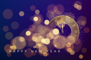Wall Mural - happy new year greeting card. countdown to new year on clock