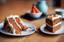 Vertical Shot Of Delicious Carrot Cake 3d Illustrated