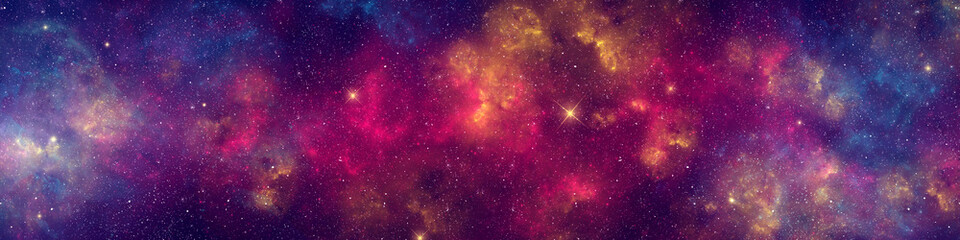 Wall Mural - nebula and stars in night sky web banner. space background.