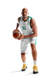 Sport. Professional basketball player preparing to attack. On a white background