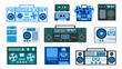 © Bolbik - Set of bleautiful old retro vintage hipster musical electronics equipment: audio cassette recorder with magnetic tape, dj console from 70s, 80s, 90s. Vector illustration