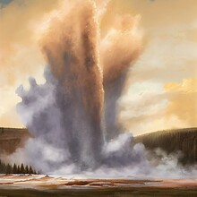 Yellowstone Old Faithful Geyser Explosion Eruption Volcano, Artist Depiction Of Initial Signs Of Supervolcano Erupting
