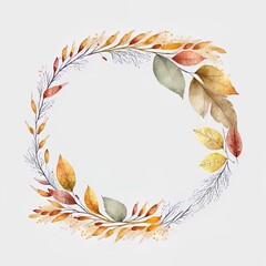 Aufkleber - Hand drawn floral botanical watercolor illustration of a single frame leaf branch isolated. Autumn, fall, leaf fall. Tanksgiving day, harvest.
