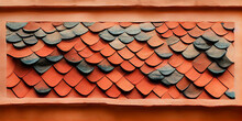 Brown Tile Roof. Roof For The Design Of Summer Cottages. Cartoon Style. 