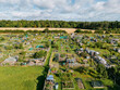 Aerial view of allotments for gardening vegetables