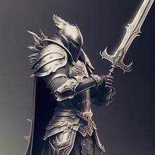 Fantasy Knight In Armor With A Sword 3 D Render