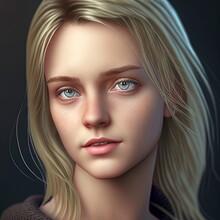 3D Headshot Of A Beautiful Young Girl