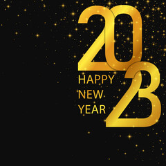 Wall Mural - 2023 Happy New Year background. Gold glitter numbers. Vector banner