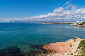 Canvas Print - Salou coast and bay Costa Dorada Catalonia Spain Tarragona Province tourist destination Mediterranean blue sea