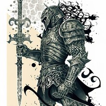 Detailed Fantasy Knight In Armor, Dragon Slayer Knight