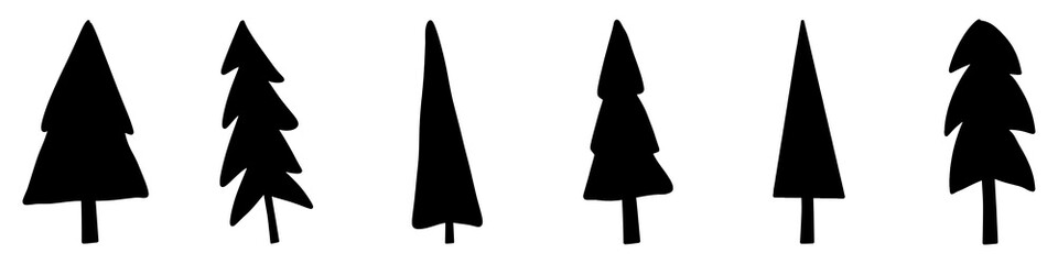 Wall Mural - christmas tree icon. set of black christmas tree icons on white background. vector illustration. hol