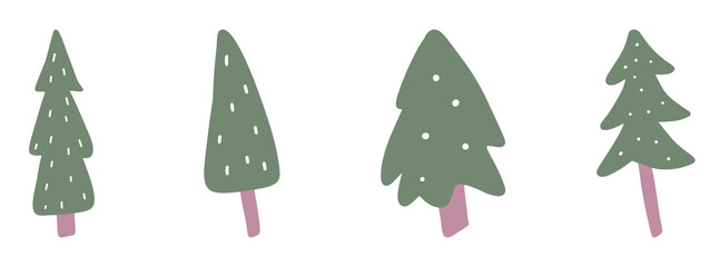 Wall Mural - christmas tree icon. set of cute fir tree icons on white background. vector illustration. holiday ha