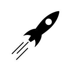 Wall Mural - Shuttle icon. Black icon of spaceship. Vector illustration. Flat icon of rocket launch