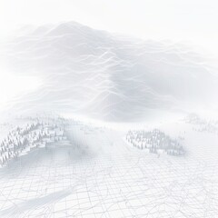 Poster - abstract landscape on a white background. cyberspace grid. hi tech network. 3d technology illustrati