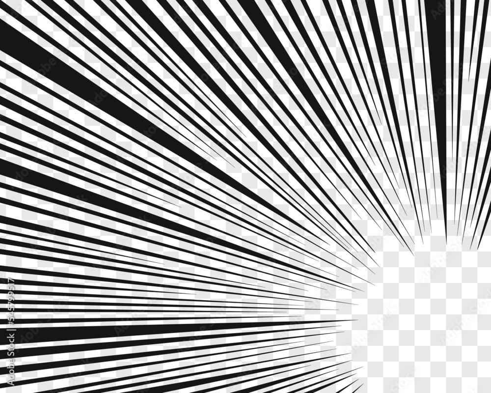 Cartoon, comic, manga emphasis template. Radial black lines directed to ...