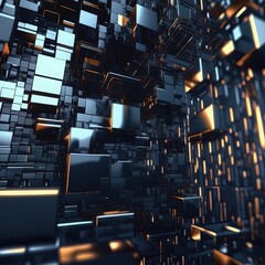 Poster - abstract technology background with metal squares