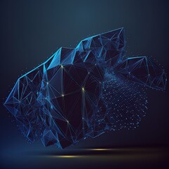 Poster - data technology abstract futuristic illustration . low poly shape with connecting dots and lines on 