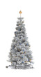 Silver Christmas pine tree idea concept set isolate on white background with different angle. 3D Rendering