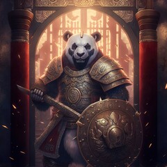 Wall Mural - epic panda warrior. Generative AI Technology