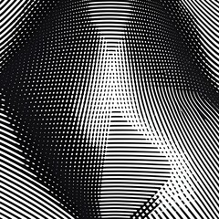 Poster - Halftone Engraving Black and White Striped Texture. Lined Gradient Template for Design, Background, Wrapping, Website Decoration
