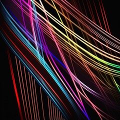 Canvas Print - Colorful lines on a black background