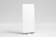 © graphicell - Blank white roll-up banner display mockup, isolated, 3d rendering.